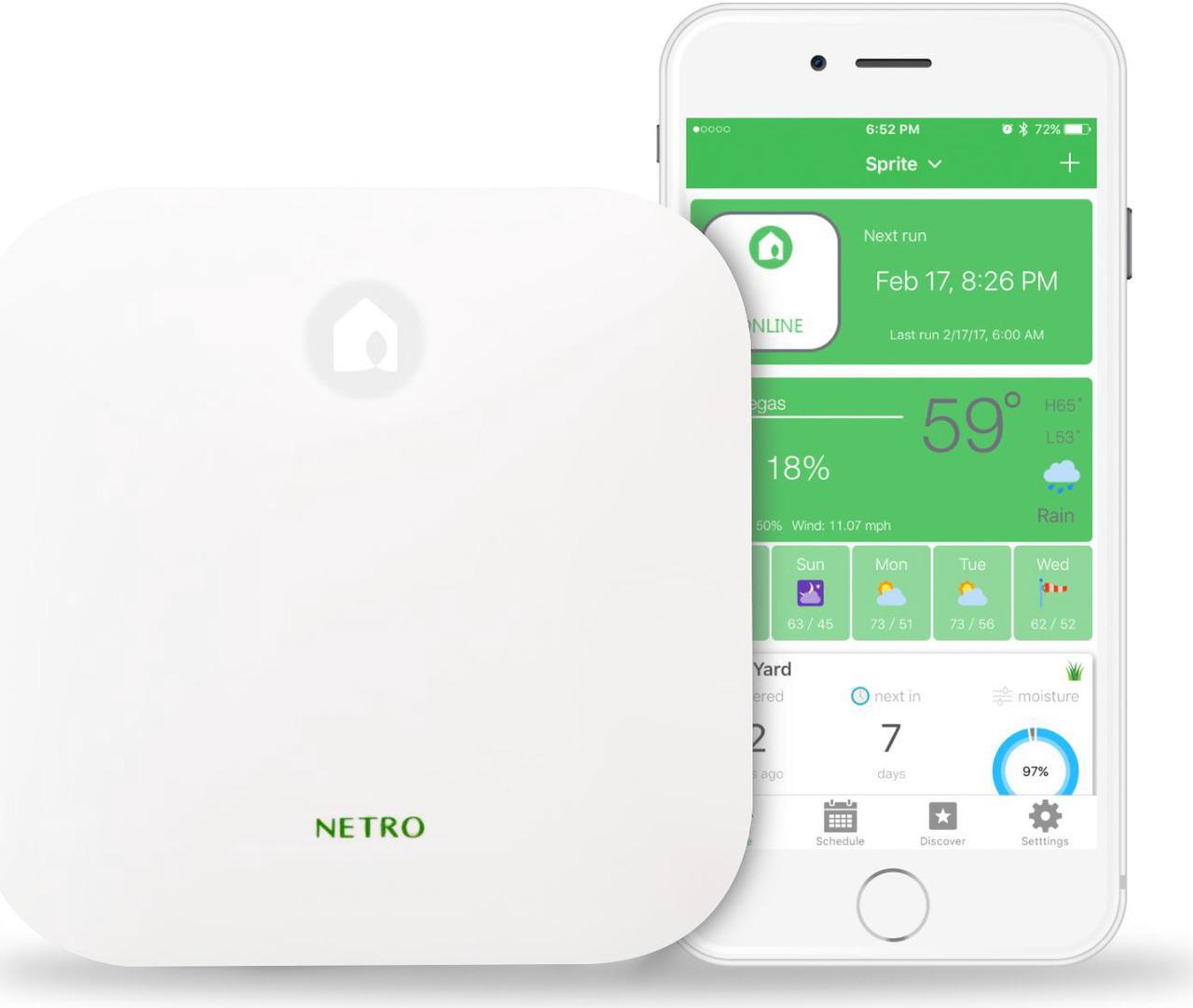 Main image of Netro Sprite Smart Sprinkler Controller, 6-Zone, WiFi, Weather aware, Remote control, Amazon Alexa and Google Home compatible