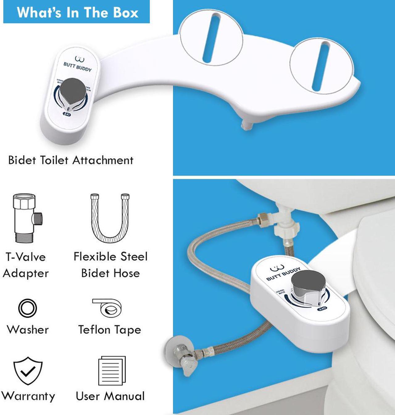 Alt view image 7 of 7 - BUTT BUDDY - Bidet Toilet Seat Attachment & Fresh Water Sprayer (Easy to Install | Non-Electric | Self-Cleaning Nozzle | Gentle Wash | Healthy Life, Sanitary Bathroom)