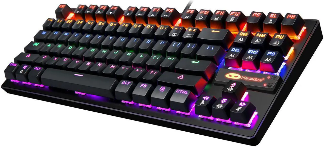 Main image of Mechanical Gaming Keyboard, 87 Keys Multicolour Backlit Keyboard, Black Computer Keyboard USB Wired Keyboard for Windows PC Gamers (Anivia MK1)