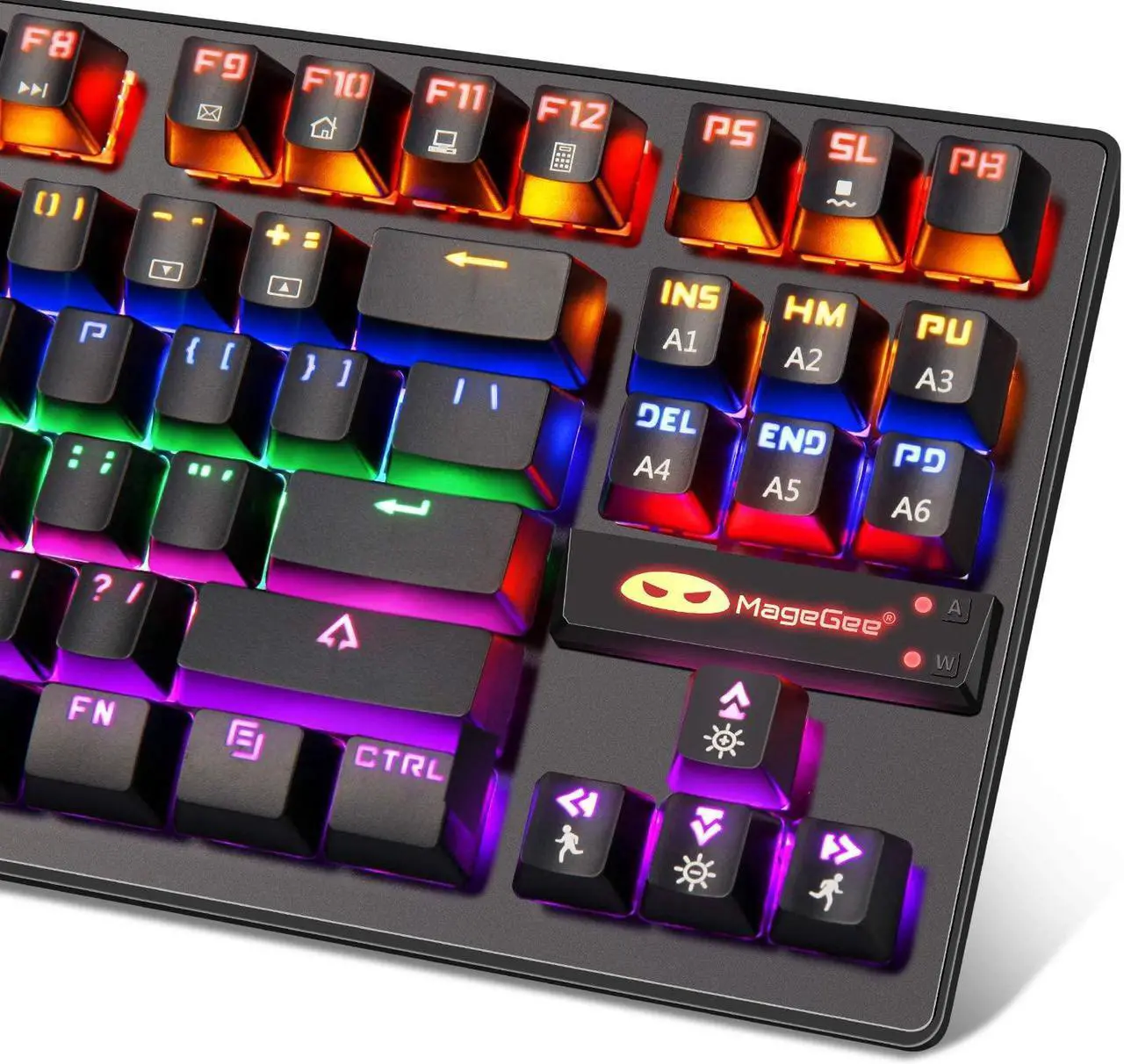 Alt view image 6 of 7 - Mechanical Gaming Keyboard, 87 Keys Multicolour Backlit Keyboard, Black Computer Keyboard USB Wired Keyboard for Windows PC Gamers (Anivia MK1)