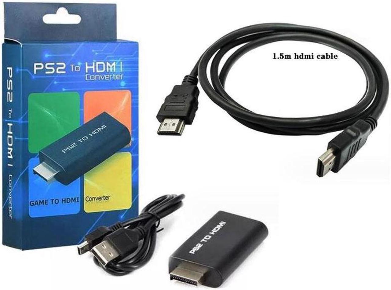 PS2 to HDMI Converter Video AV Adapter 3.5mm Audio Output for HDTV Monitor(Include the HDMI Cable)