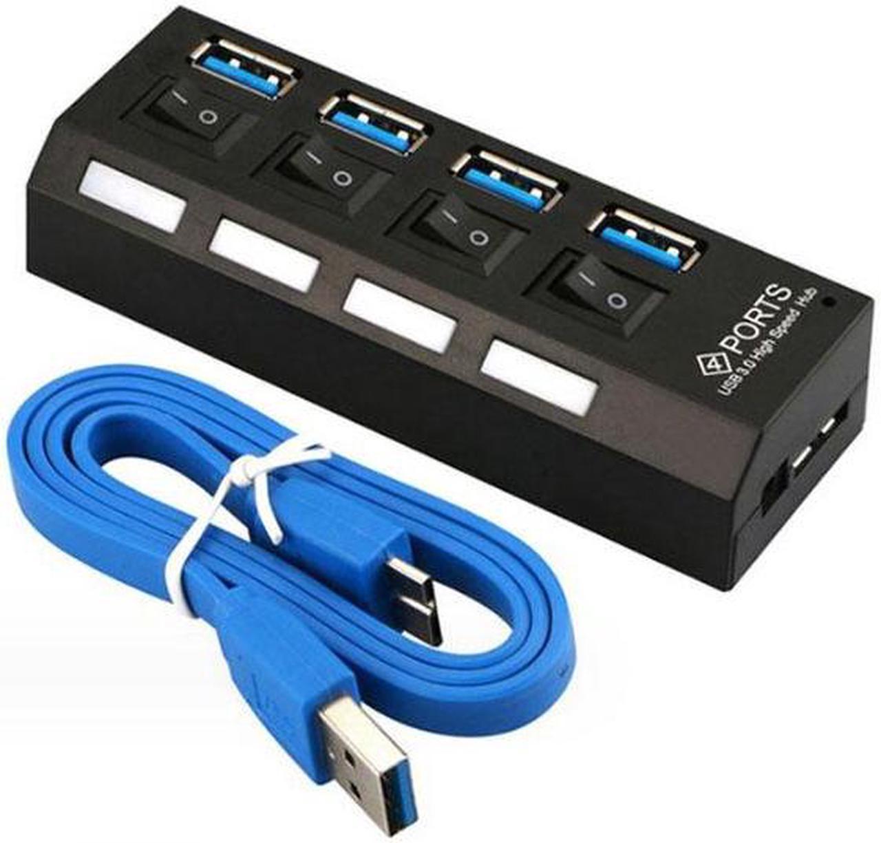 4-Port USB Hub 3.0,USB Hub With Independent switch,Fast Data Portable Splitter Adapter, for PS4, MacBook, Mac Mini, Mac Pro, Microsoft Surface, Ultrabooks, PC, Laptop, Flash Drive, Mobile HDD(Black)