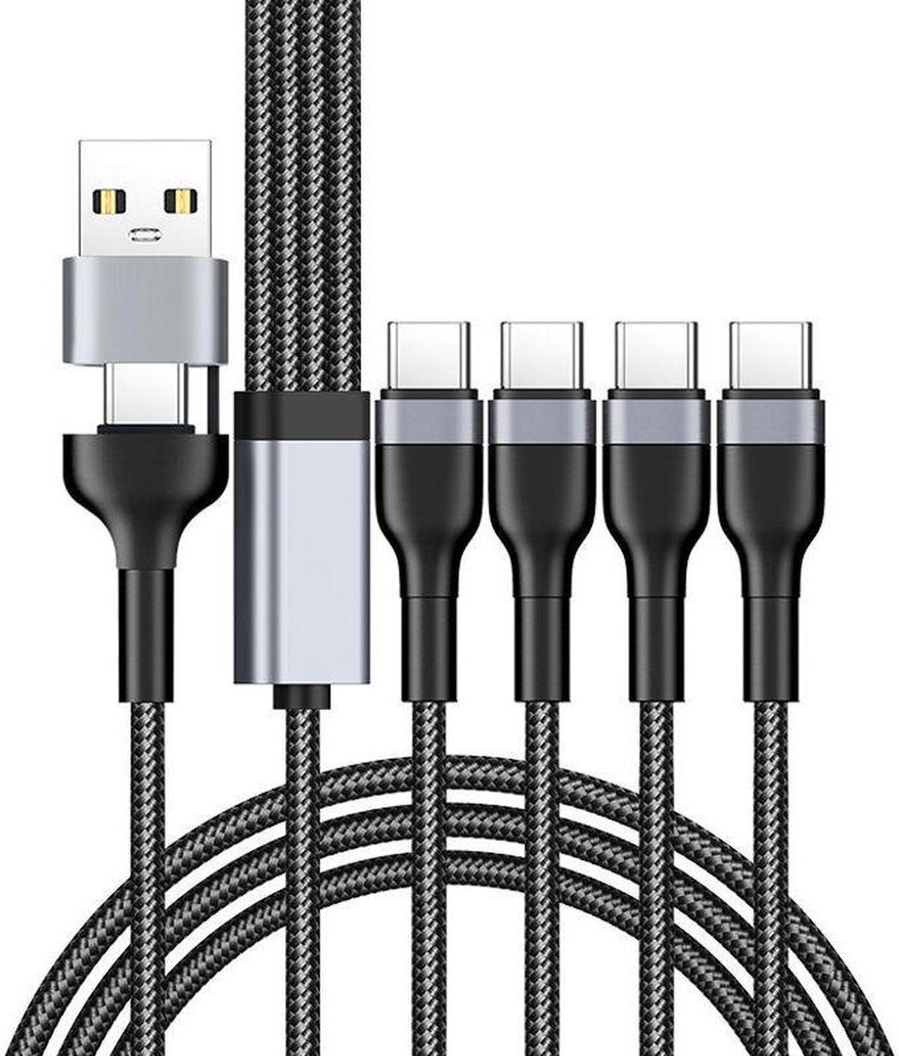 KINGZONE 4 ports USB-C Fast charging cable USB A+USB C 2 IN 1 Charging cable 120cm