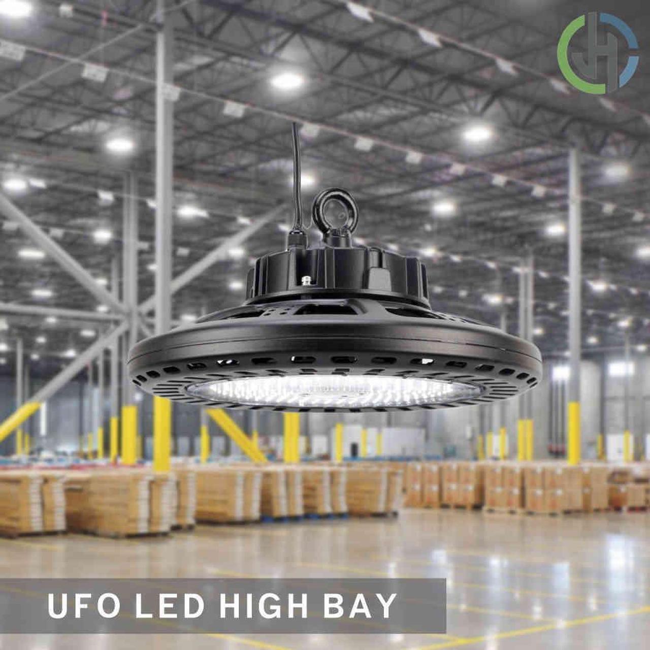 Alt view image 5 of 6 - J&H LED 240-Watt Integrated LED Dimmable Black High Bay Light with Wattage Adjustable 80w/70w/60w and Color Temperature Options 3000K/4000K/5000K