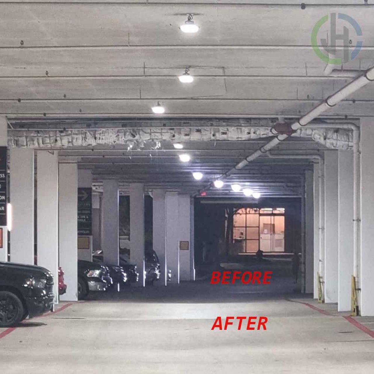 Alt view image 6 of 6 - J&H LED 240-Watt Integrated LED Dimmable Black High Bay Light with Wattage Adjustable 80w/70w/60w and Color Temperature Options 3000K/4000K/5000K