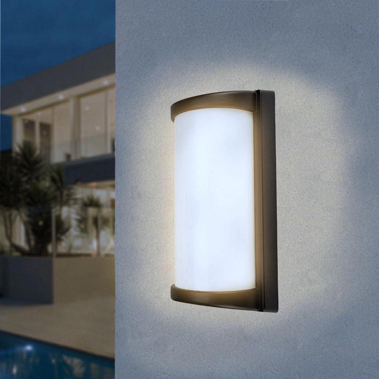 Alt view image 5 of 6 - J&H LED Aluminum Outdoor Cylinder Dusk-to-Dawn Wall-Mount Lantern Sconce - 10.5in, 3000k/4000k/5000k, Wattage Adjustable 80w/70w/60w, HI - Light Kits