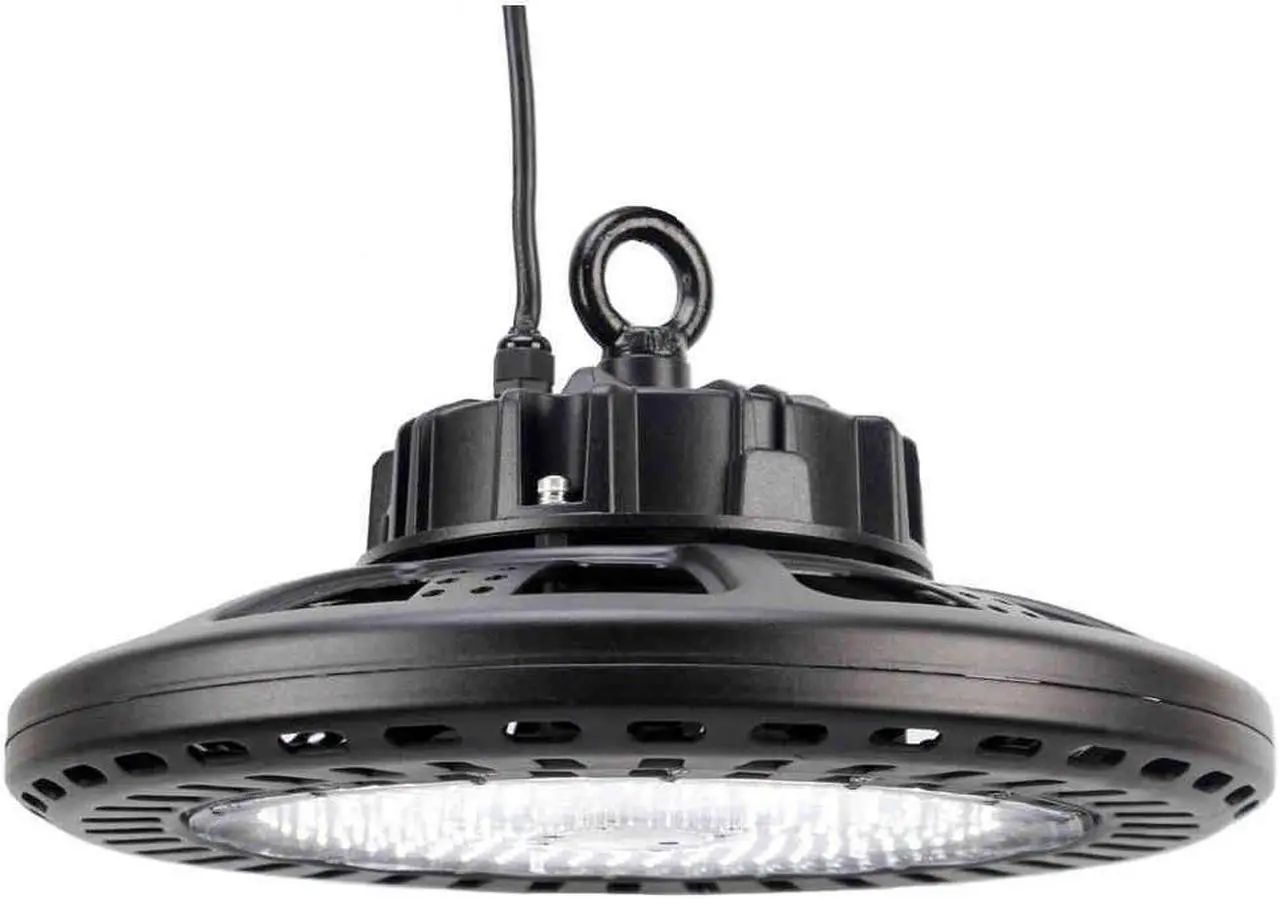 Main image of J&H LED Dimmable Black High Bay Light 16 in. Round 600-Watt Equivalent Integrated LED 3000K/4000K/5000K Wattage Adjustable 80W/70W/60W - Home Improvement HI - Light Kits