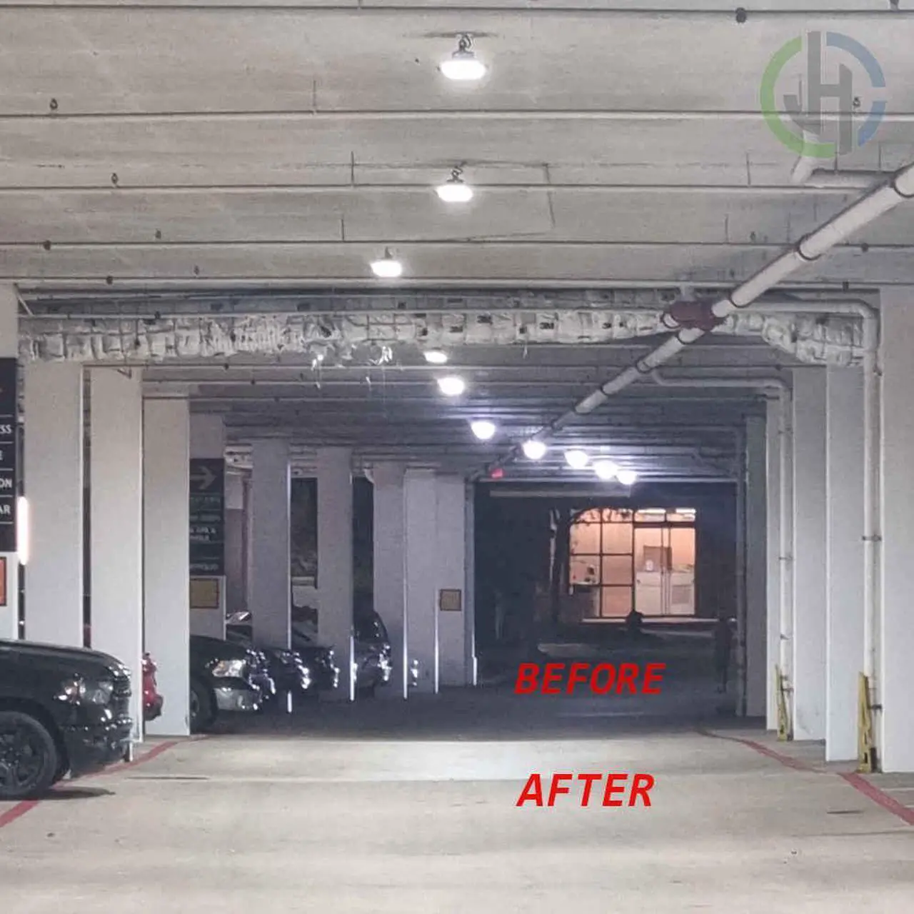 Alt view image 6 of 6 - J&H LED Dimmable Black High Bay Light 16 in. Round 600-Watt Equivalent Integrated LED 3000K/4000K/5000K Wattage Adjustable 80W/70W/60W - Home Improvement HI - Light Kits