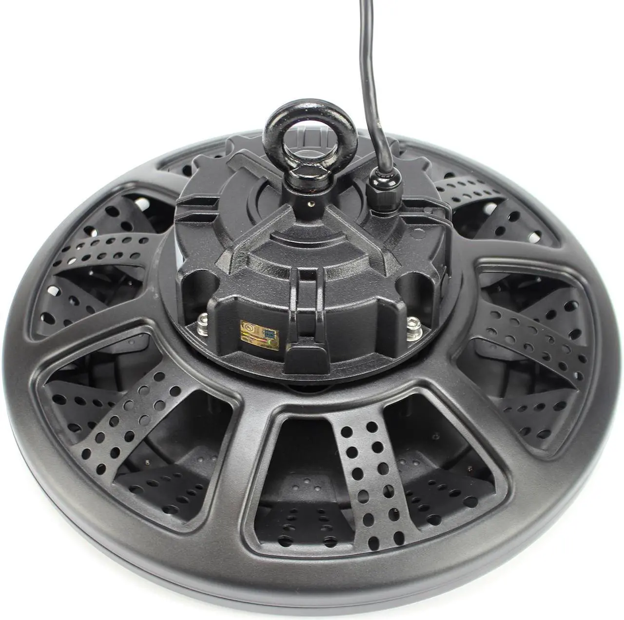 Alt view image 3 of 6 - J&H LED Dimmable Black High Bay Light 16 in. Round 600-Watt Equivalent Integrated LED 3000K/4000K/5000K Wattage Adjustable 80W/70W/60W - Home Improvement HI - Light Kits