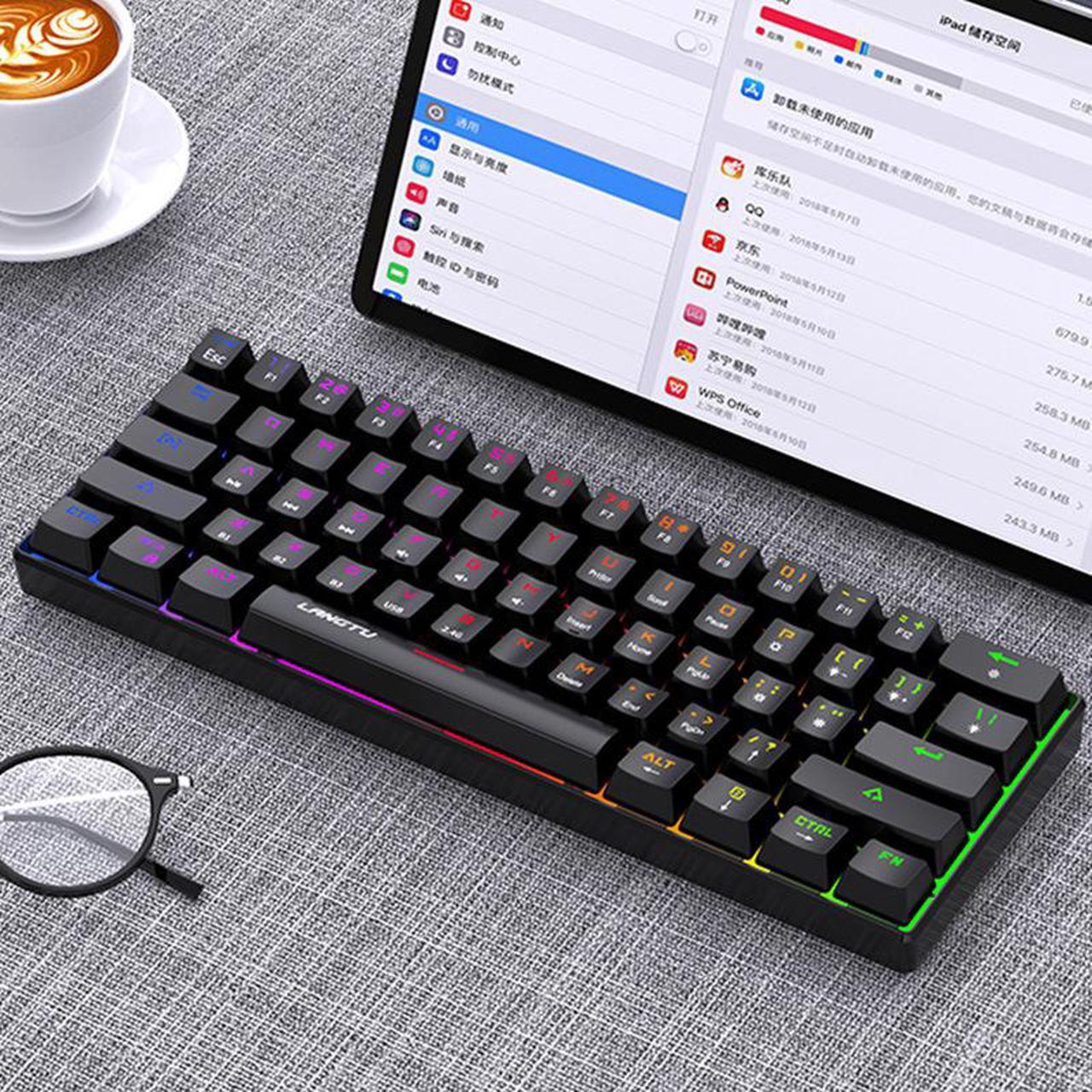Main image of Langtu 61-key RGB three-mode true mechanical wireless bluetooth keyboard tablet mobile phone portable charging
