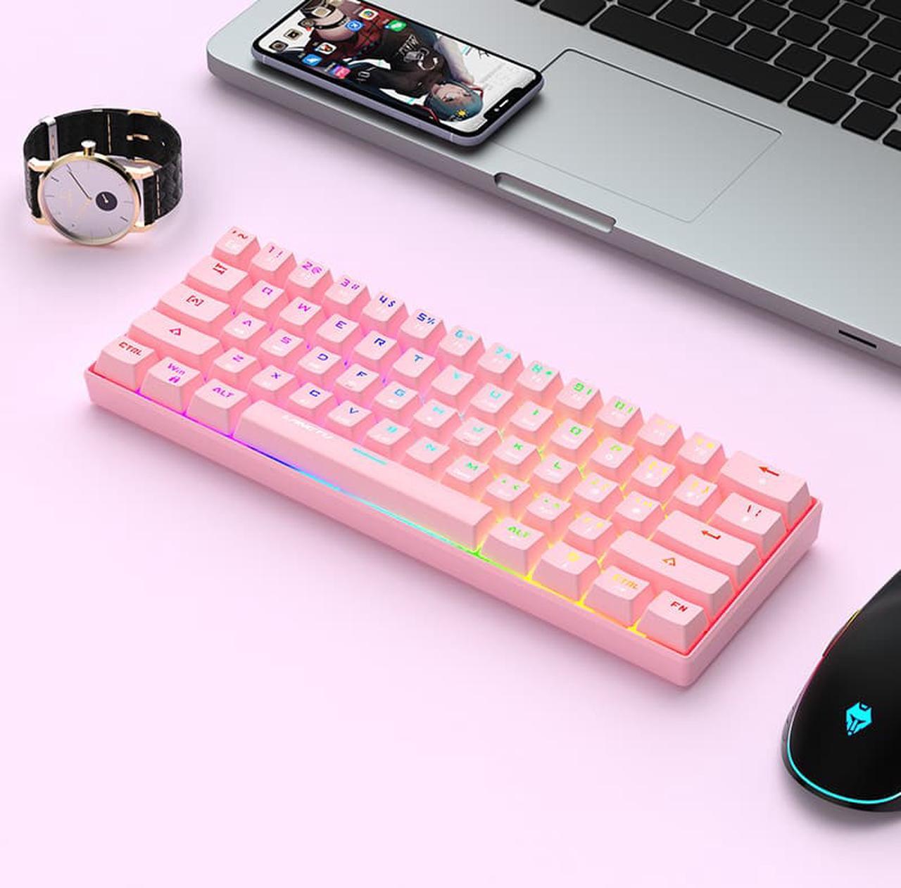 Alt view image 4 of 7 - Langtu 61-key RGB three-mode true mechanical wireless bluetooth keyboard tablet mobile phone portable charging