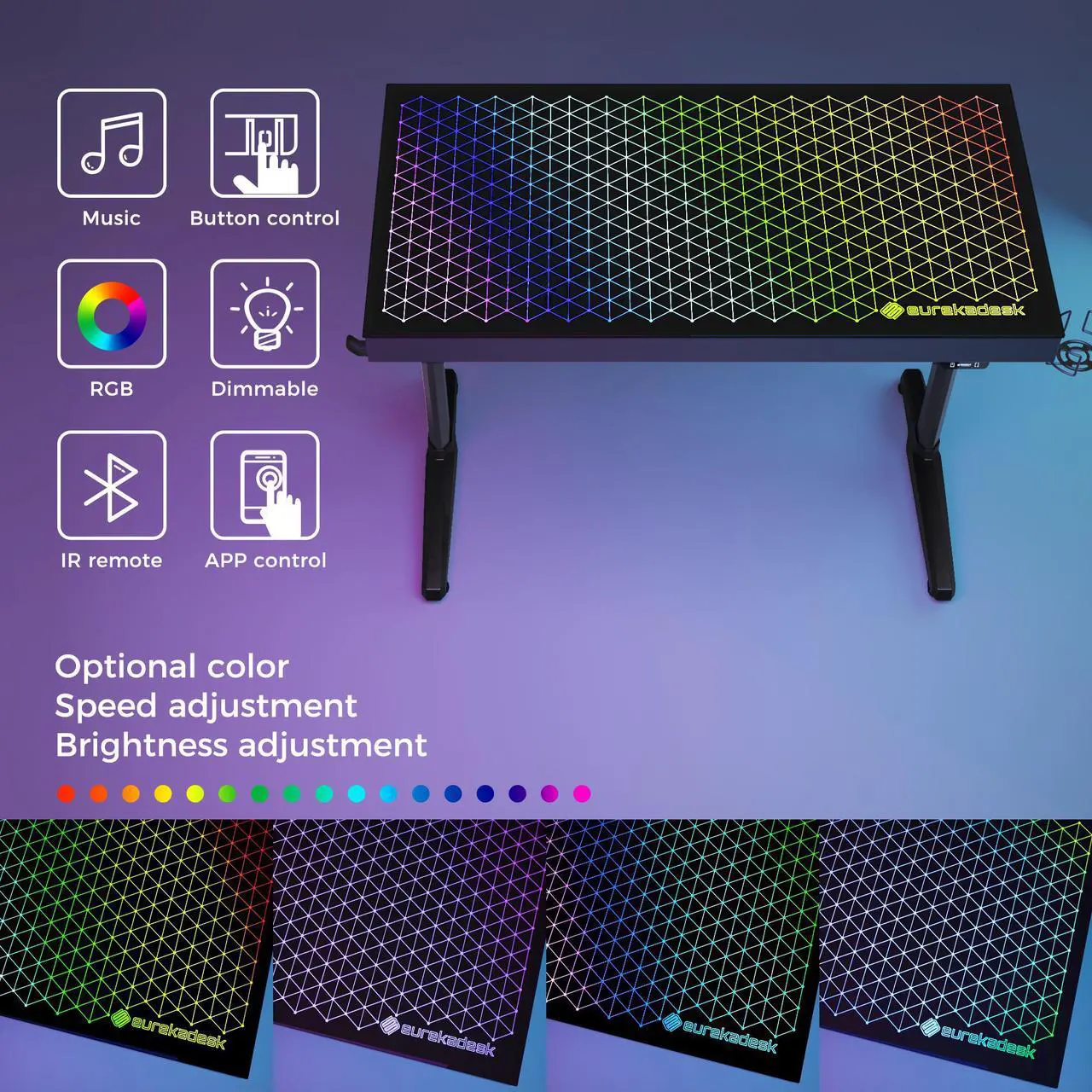 Alt view image 5 of 7 - EUREKA ERGONOMIC 43 inch RGB Gaming Desk,  Home Office Computer Desk with LED Lights APP Control Music Sync Color Changing, Free Handle Rack, Cup Holder and headphone Hook, Black