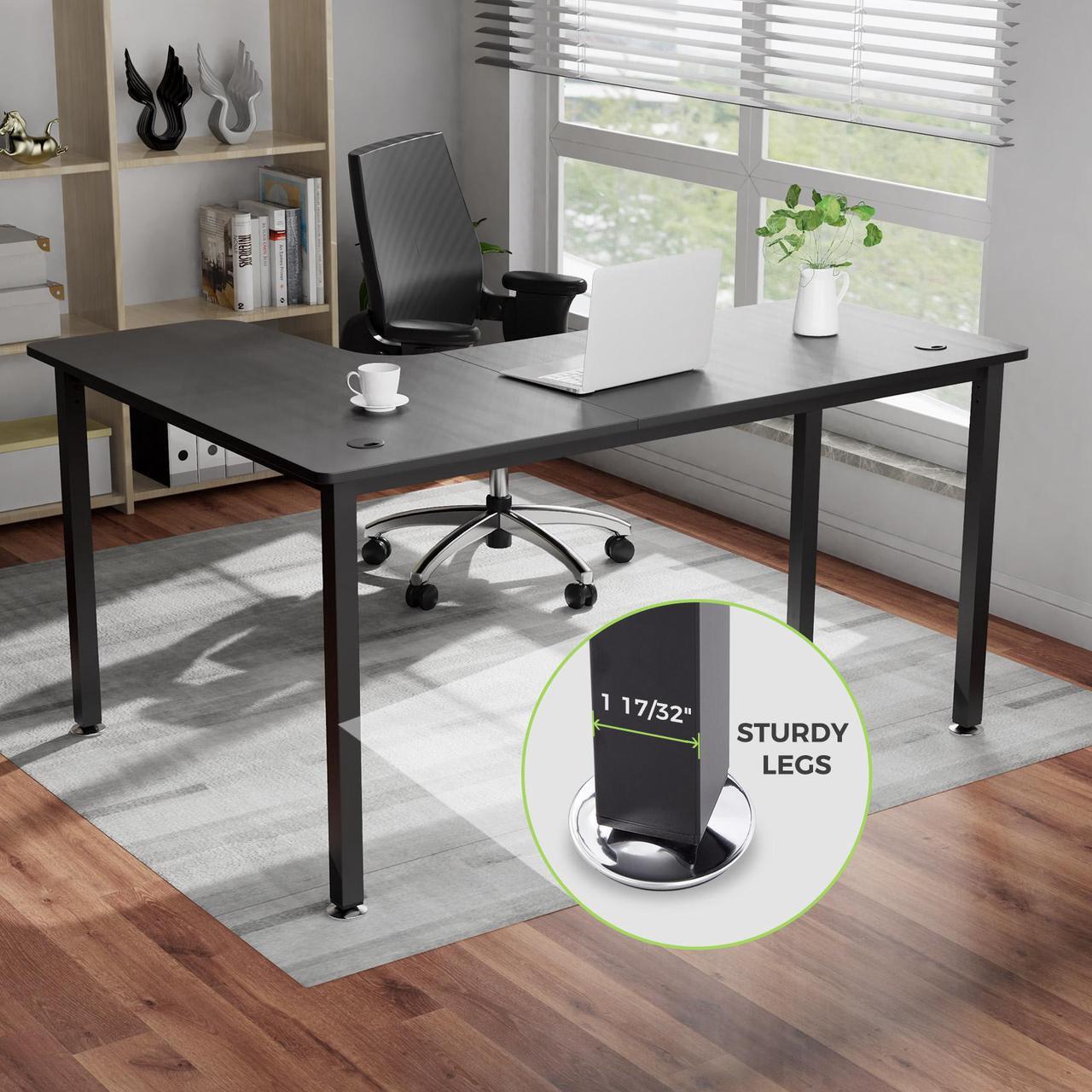 Alt view image 7 of 7 - EUREKA ERGONOMIC L Shaped Desk, 60 inch Large Gaming Computer Desk with Free Mouse Pad, Multi-Functional Study Writing Corner Desk for Home Office Laptop Computer Table, Black