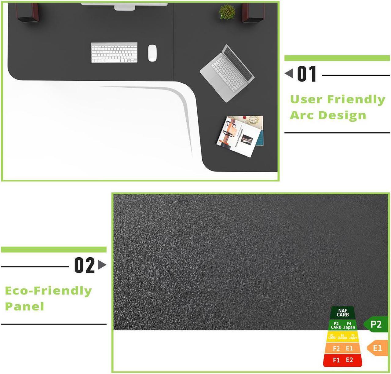 Alt view image 4 of 7 - EUREKA ERGONOMIC L Shaped Desk, 60 inch Large Gaming Computer Desk with Free Mouse Pad, Multi-Functional Study Writing Corner Desk for Home Office Laptop Computer Table, Black