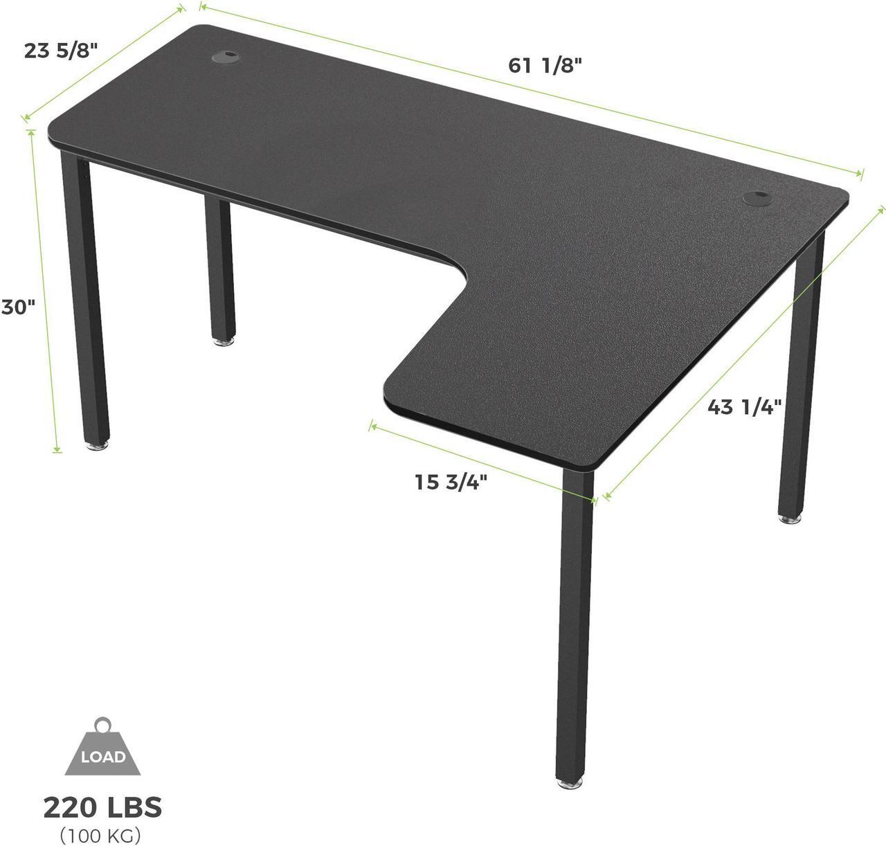 Alt view image 8 of 7 - EUREKA ERGONOMIC L Shaped Desk, 60 inch Large Gaming Computer Desk with Free Mouse Pad, Multi-Functional Study Writing Corner Desk for Home Office Laptop Computer Table, Black