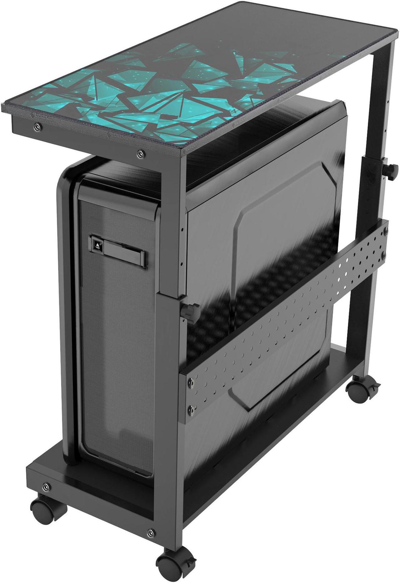 Main image of EUREKA ERGONOMIC Height Adjustable Computer Tower Stand, 2-Tier ATX-Case CPU Holder Cart Under Desk Mobile PC Laptop Standing Table Home Office Gaming Accessories w/Rolling Wheels & Mouse Pad, Black