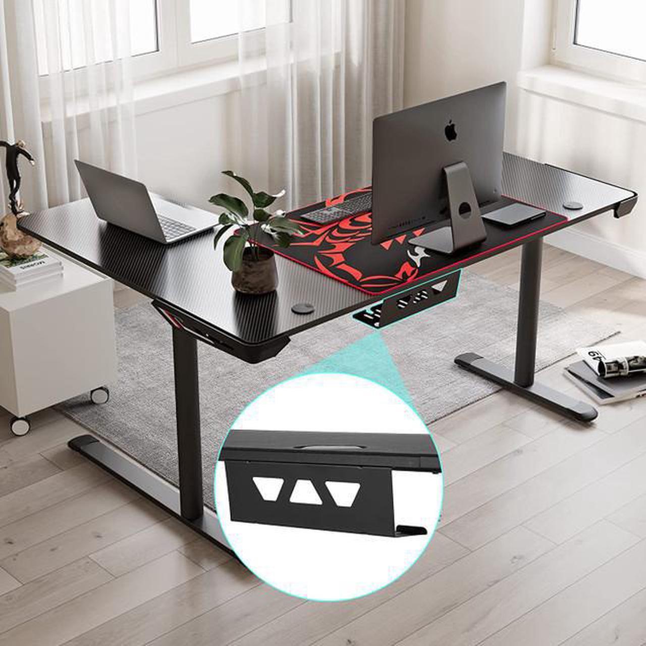 Alt view image 6 of 7 - EUREKA ERGONOMIC L Shaped Gaming Desk, 60 Inch Corner Gaming Desk, Large Computer Desk, PC Gaming Desk with Mouse Pad and Cable Management for Gift,Space Saving, Easy to Assemble, Black Right