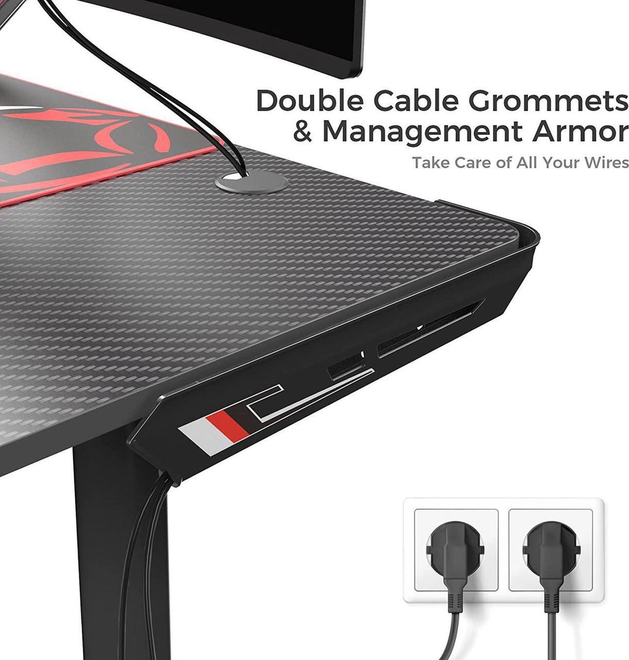 Alt view image 4 of 7 - EUREKA ERGONOMIC L Shaped Gaming Desk, 60 Inch Corner Gaming Desk, Large Computer Desk, PC Gaming Desk with Mouse Pad and Cable Management for Gift,Space Saving, Easy to Assemble, Black Right