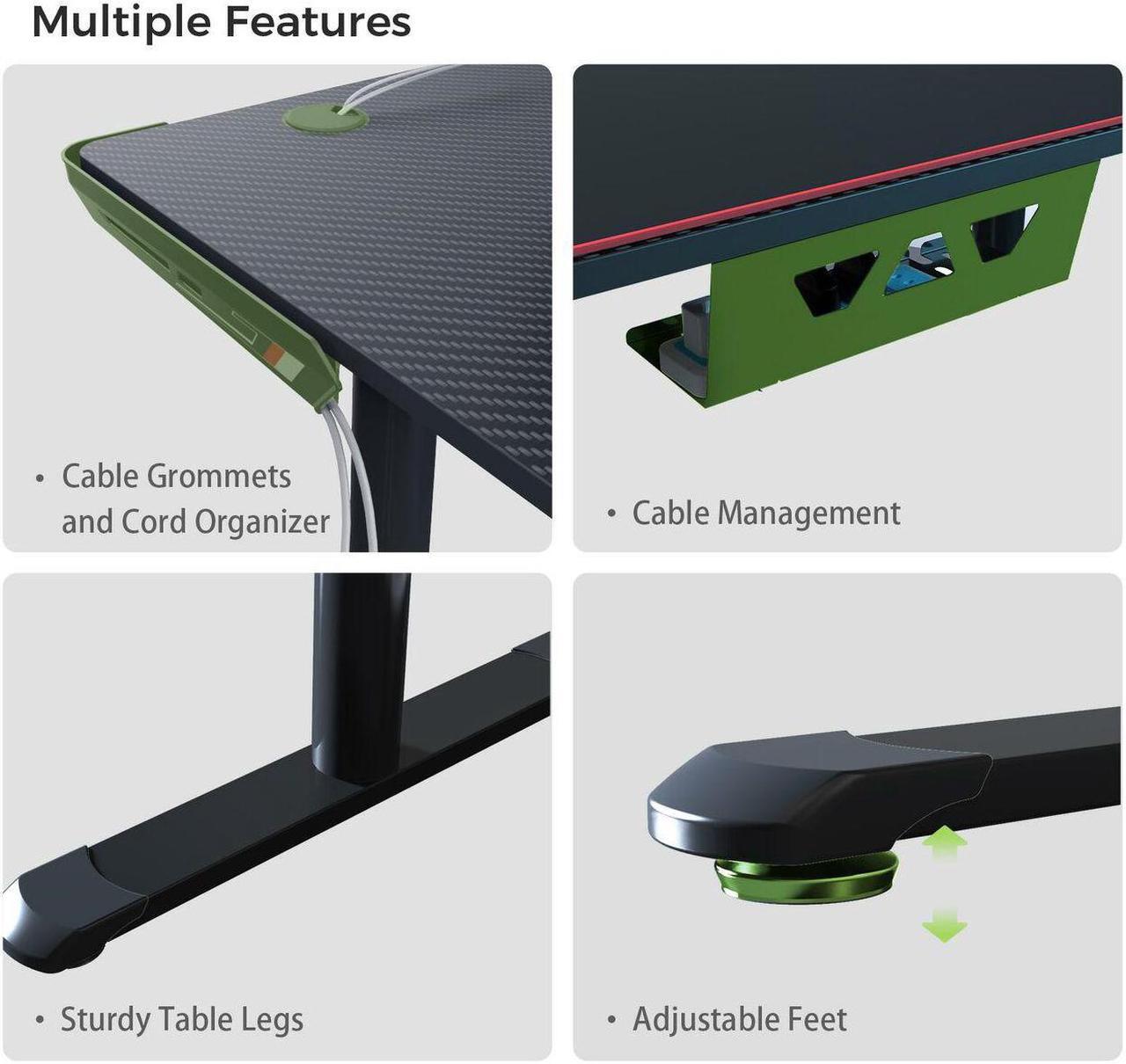 Alt view image 5 of 7 - EUREKA ERGONOMIC L Shaped Gaming Desk, 60 Inch Corner Gaming Desk, Large Computer Desk, PC Gaming Desk with Mouse Pad and Cable Management for Gift,Space Saving, Easy to Assemble, Black Right