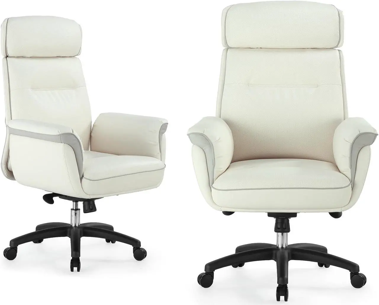 EUREKA ERGONOMIC Executive Office Chair, Silicone Leather Office Chair High Back, Ergonomic Desk Chair, Big and Tall with Adjustable Swivel Rolling for Home Office, Off-White
