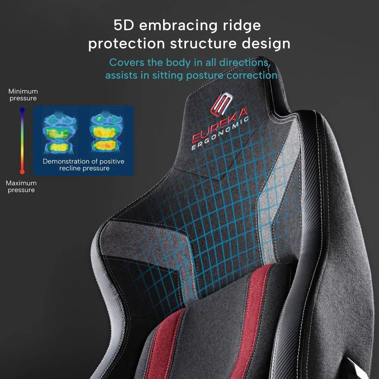 Alt view image 7 of 7 - EUREKA ERGONOMIC "Official Blast Competition Chair" Python II Gaming Chair, Ergonomic Chair with Built-in 4D Adjustable Lumbar Support Red