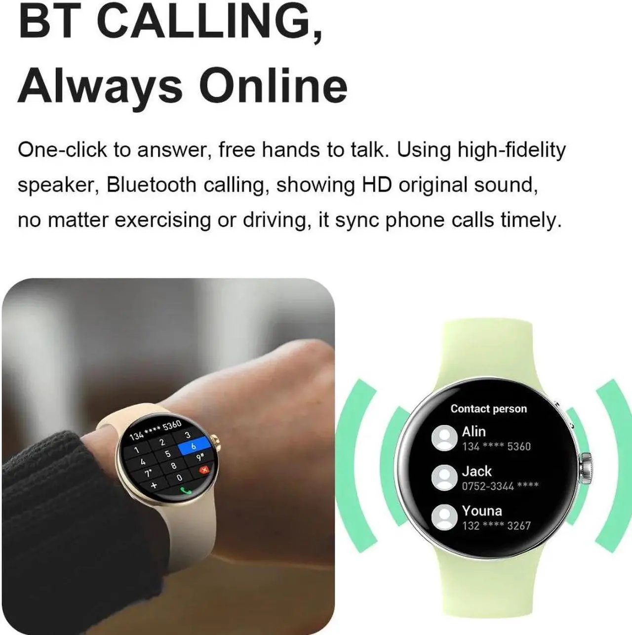 Alt view image 2 of 6 - AMOLED Smart Watch Men Bluetooth Call Always-on Screen Heart Rate Monitor Sports Smartwatch Women VS Google Pixel Watch