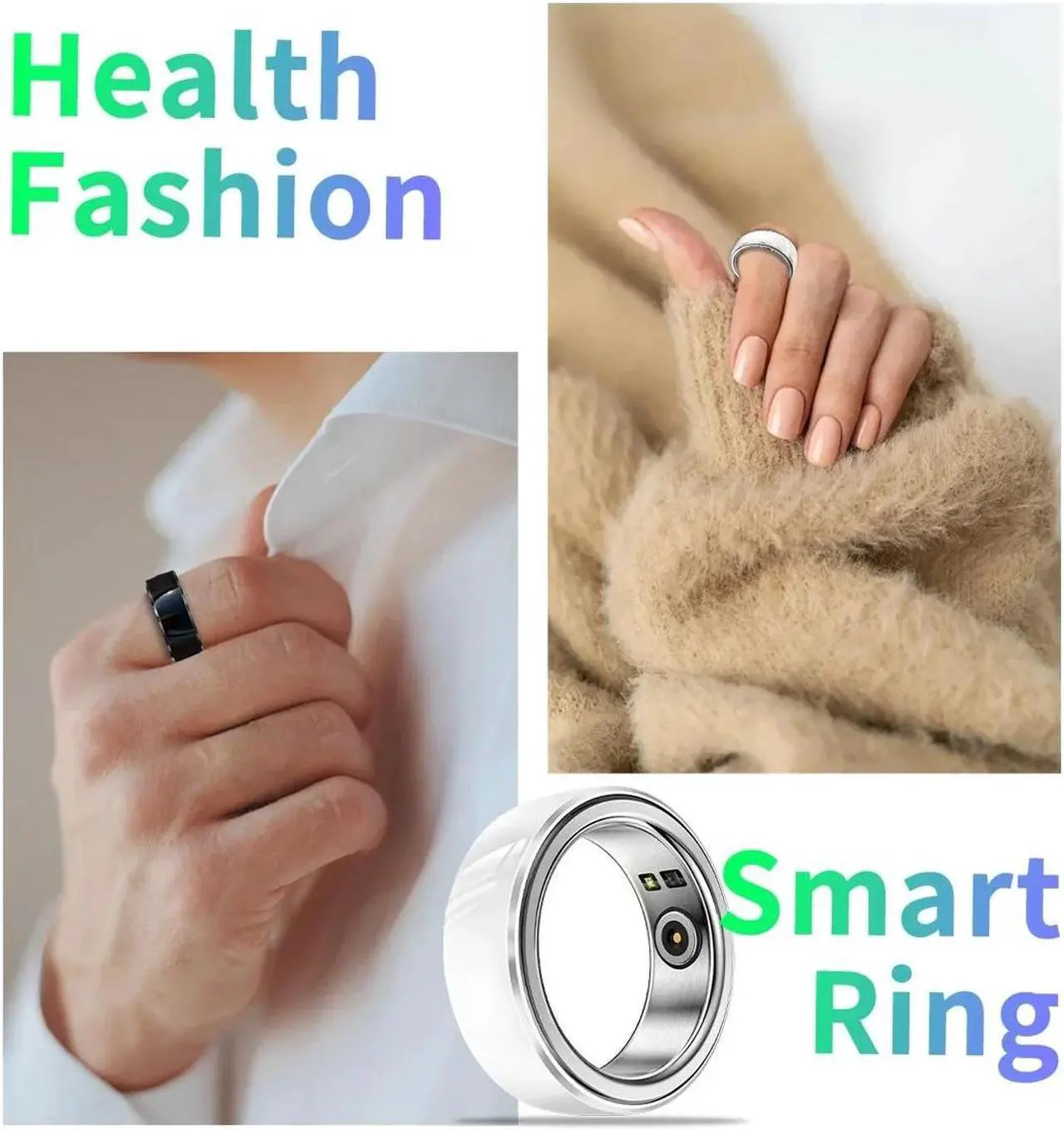 Alt view image 2 of 5 - Ceramic Smart Ring VWAR 02A Health Fitness Tracker with Charging IPX8 Waterproof SpO2 Blood Pressure Heart Rate Sleep Steps