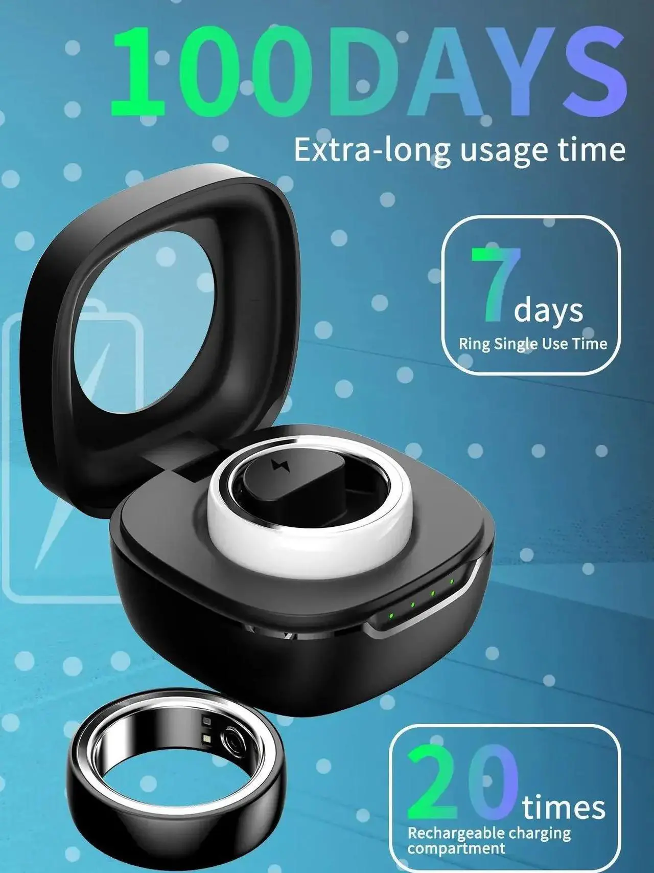 Alt view image 4 of 5 - Ceramic Smart Ring VWAR 02A Health Fitness Tracker with Charging IPX8 Waterproof SpO2 Blood Pressure Heart Rate Sleep Steps