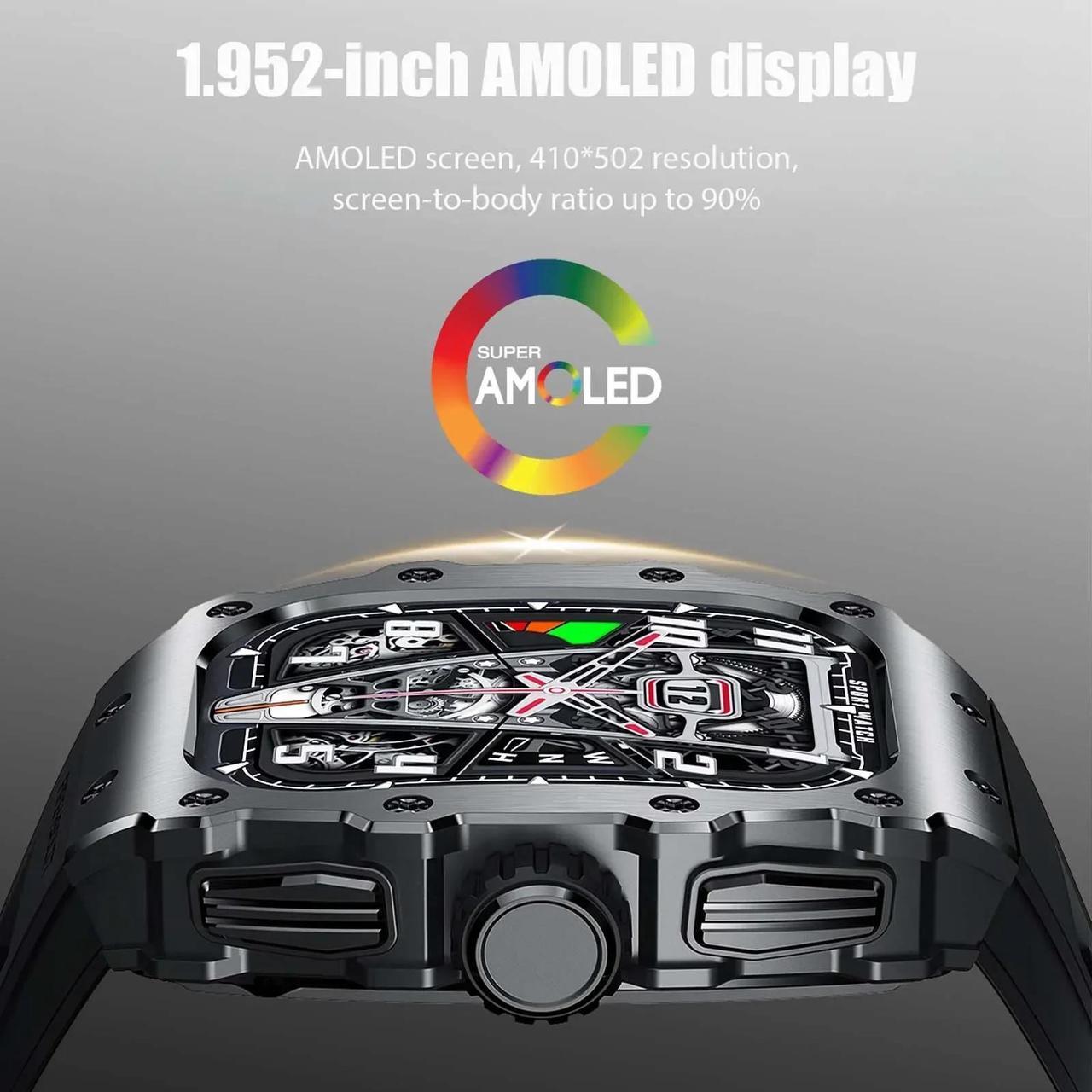 Alt view image 2 of 6 - Business Smart Watch AMOLED Men Bluetooth Call Smartwatch Heart Rate Blood Pressure Sleep Tracker Sport IP68 Waterproof AK65