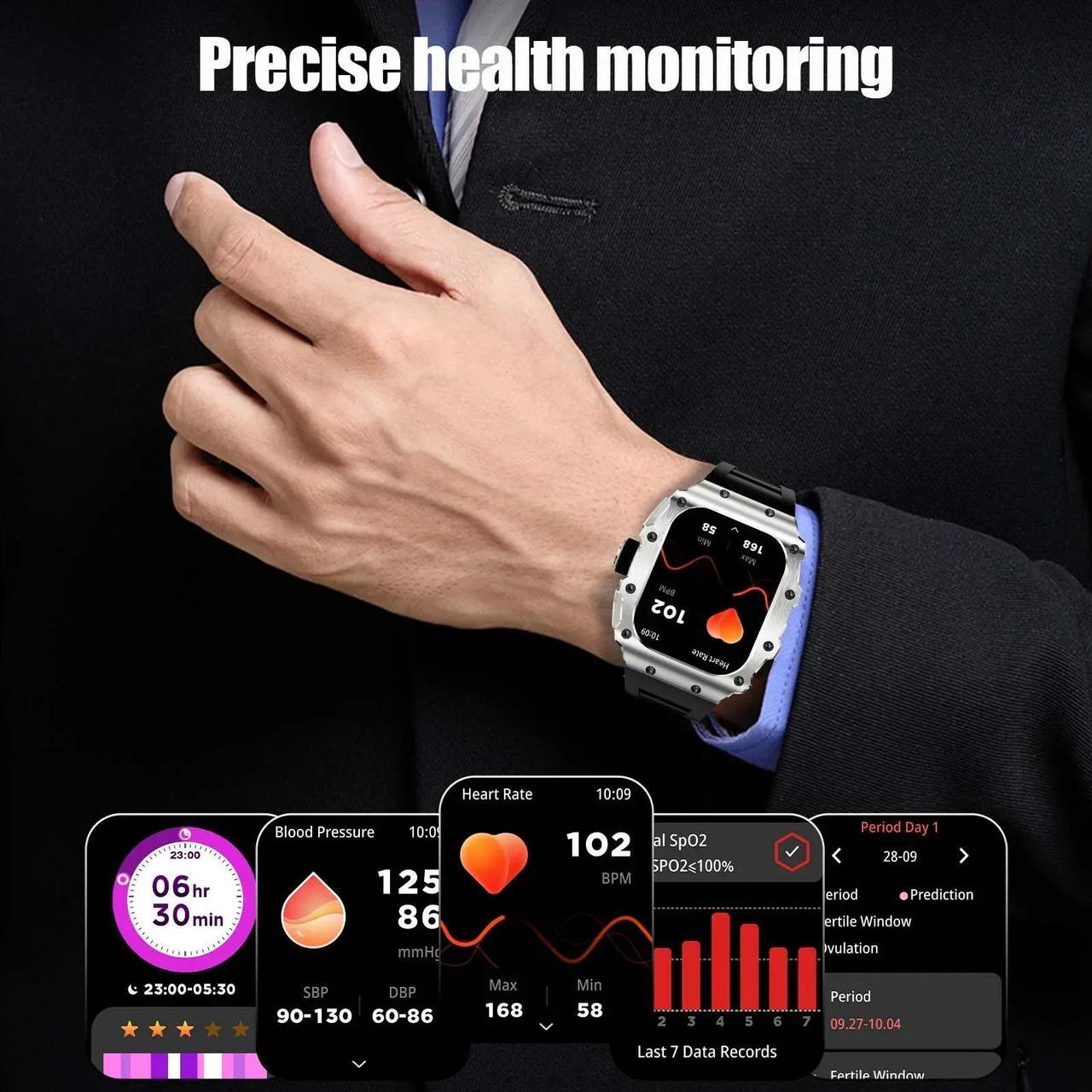Alt view image 4 of 6 - Business Smart Watch AMOLED Men Bluetooth Call Smartwatch Heart Rate Blood Pressure Sleep Tracker Sport IP68 Waterproof AK65