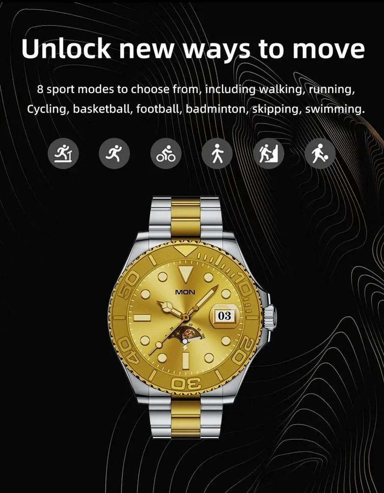 Alt view image 6 of 6 - Men Smart Watch Stainless Steel AMOLED Bluetooth Call Heart Rate SpO2 Business Smartwatch