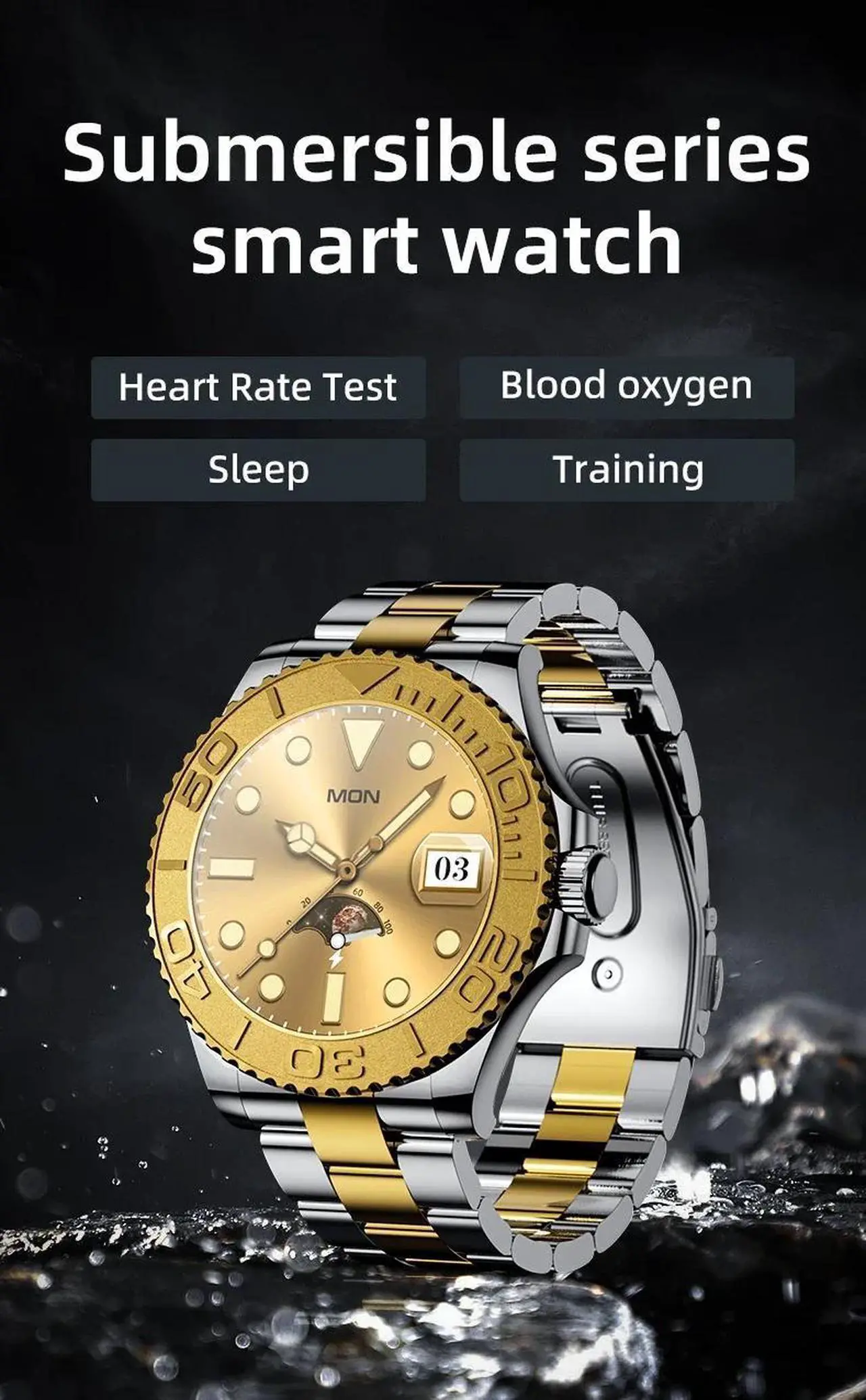 Alt view image 2 of 6 - Men Smart Watch Stainless Steel AMOLED Bluetooth Call Heart Rate SpO2 Business Smartwatch