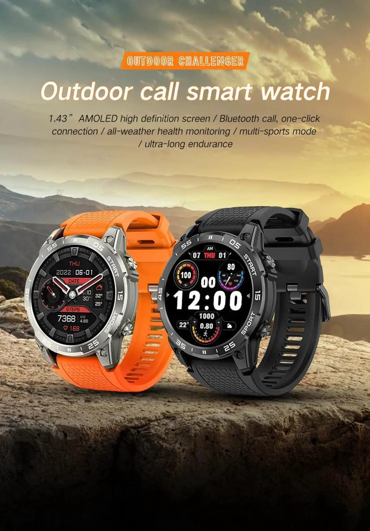 Alt view image 2 of 6 - 1.43 inch AMOLED Smart Watch GPS Motion Track IP68 Waterproof Business Watch Bluetooth Call Men Smartwatch Men Metal Body