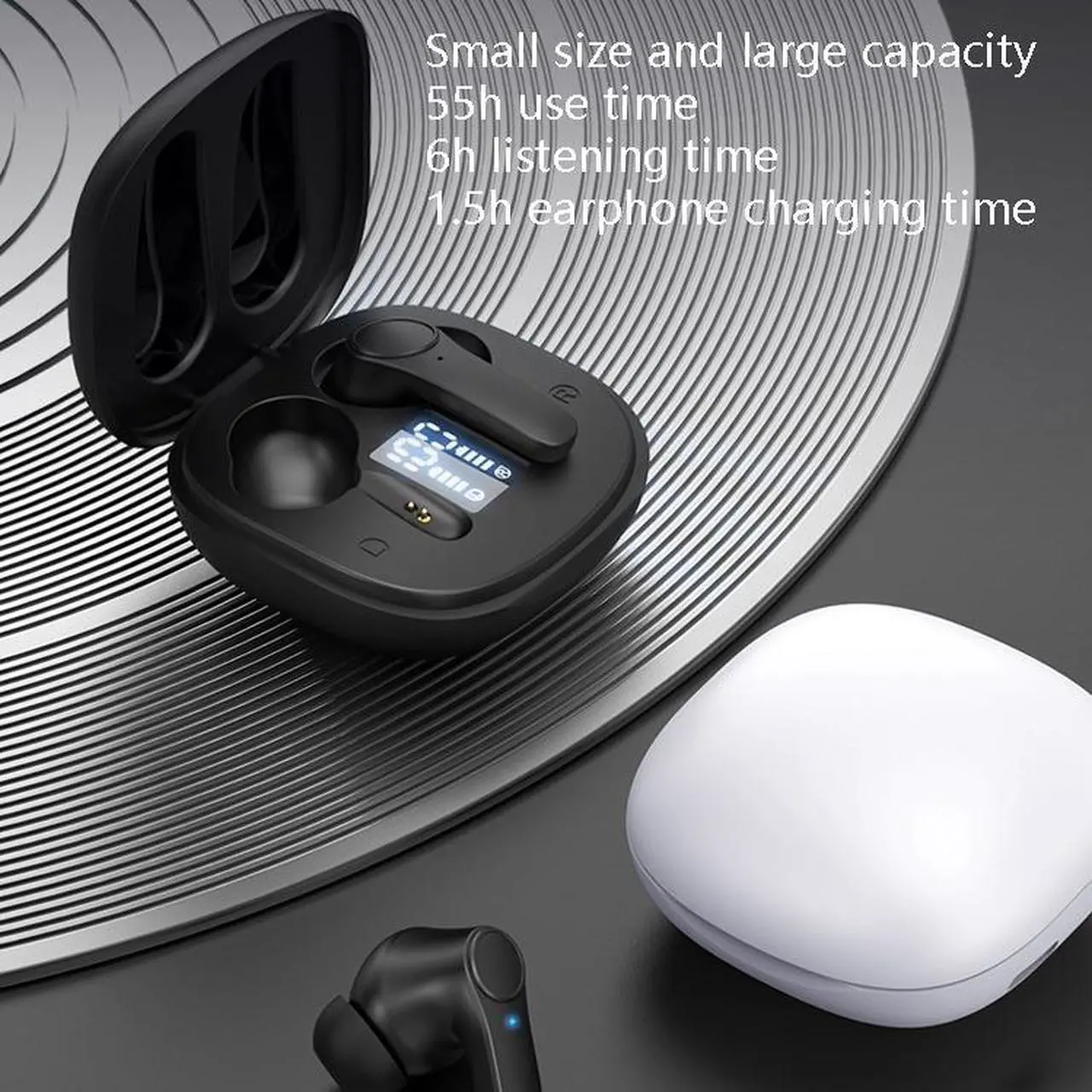 Alt view image 4 of 6 - B11 TWS Bluetooth 5.0 Sports Wireless ANC Noise Cancelling In-ear Earphones with Charging Box, Support LED Power Display (White)
