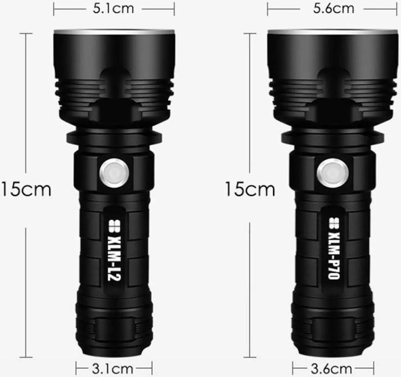 Alt view image 2 of 6 - Strong Light Outdoor Waterproof Camping Aluminum LED Flashlight, Style: L2 (Without Battery) L2 (Without Battery)