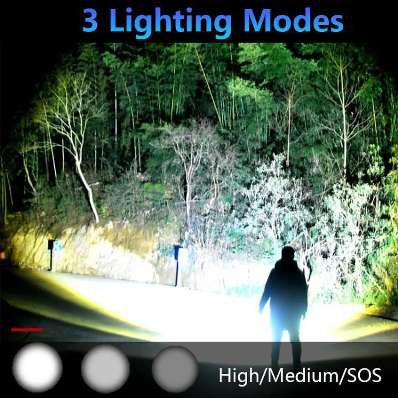 Alt view image 6 of 6 - Strong Light Outdoor Waterproof Camping Aluminum LED Flashlight, Style: L2 (Without Battery) L2 (Without Battery)