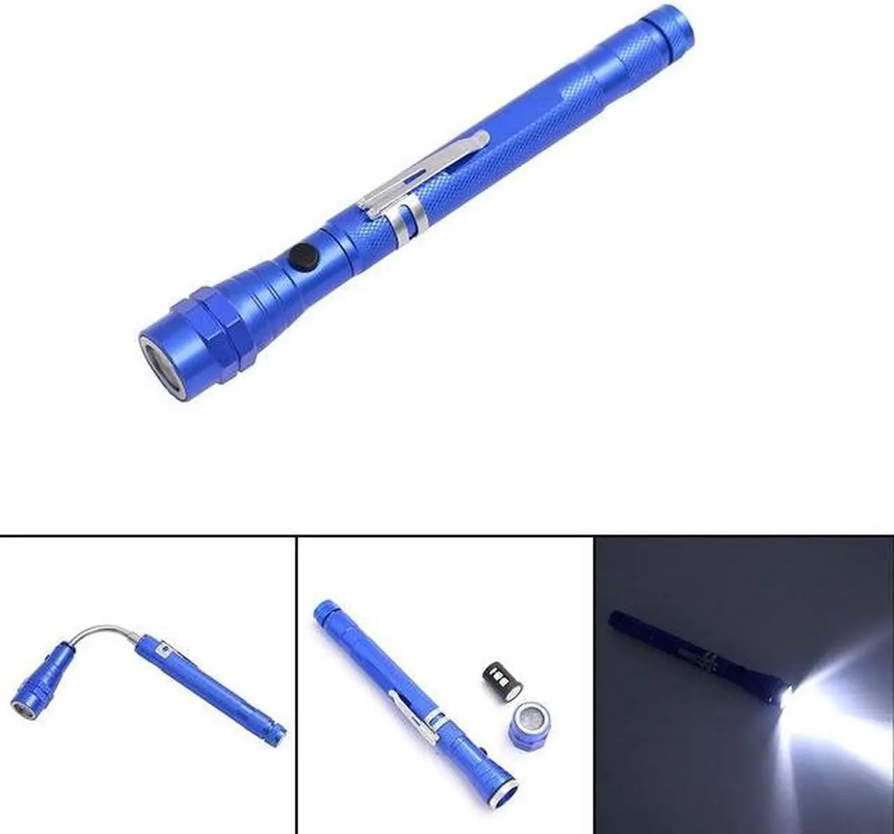 Main image of 2 PCS 1W Flexible Magnet Camping Fishing Telescopic 360 Degrees Head Flashlight Outdoor Torch Magnetic Pick Up Tool Lamp (Blue) Black
