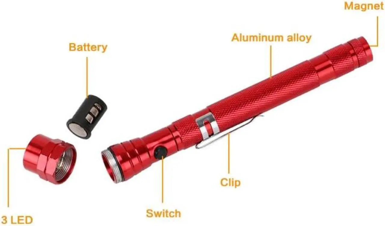 Alt view image 4 of 5 - 2 PCS 1W Flexible Magnet Camping Fishing Telescopic 360 Degrees Head Flashlight Outdoor Torch Magnetic Pick Up Tool Lamp (Blue) Black