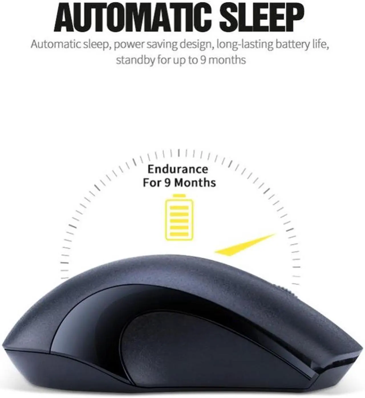 Alt view image 5 of 5 - T-WOLF Q2 3-Buttons 1200 DPI 2.4GHz Wireless Mouse (White)