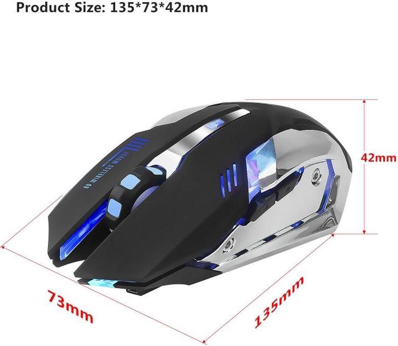 Alt view image 4 of 7 - HXSJ M10 2.4GHz 6-keys USB Rechargeable Colorful Lighting Ergonomic 2400DPI Wireless Optical Gaming Mouse for Desktop Computers