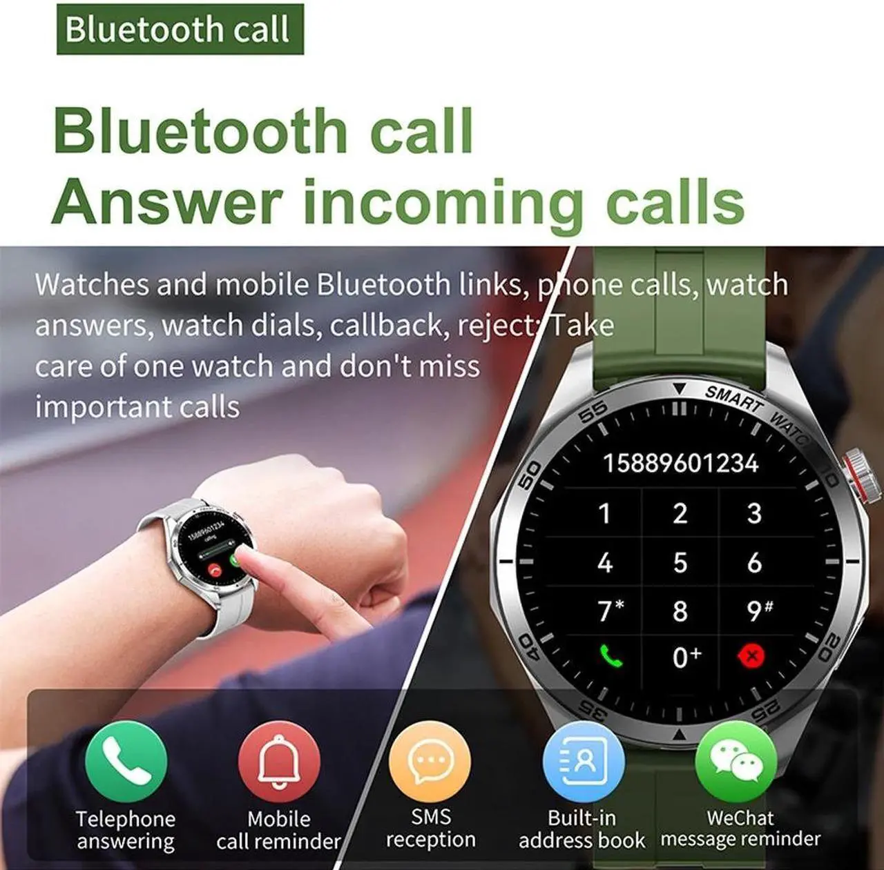 Alt view image 3 of 6 - ECG+PPG Men Bluetooth Call Smart Watch 1.28 Inch 240*240 AMOLED HD Screen Business Watch IP68 Waterproof Smartwatch Man+