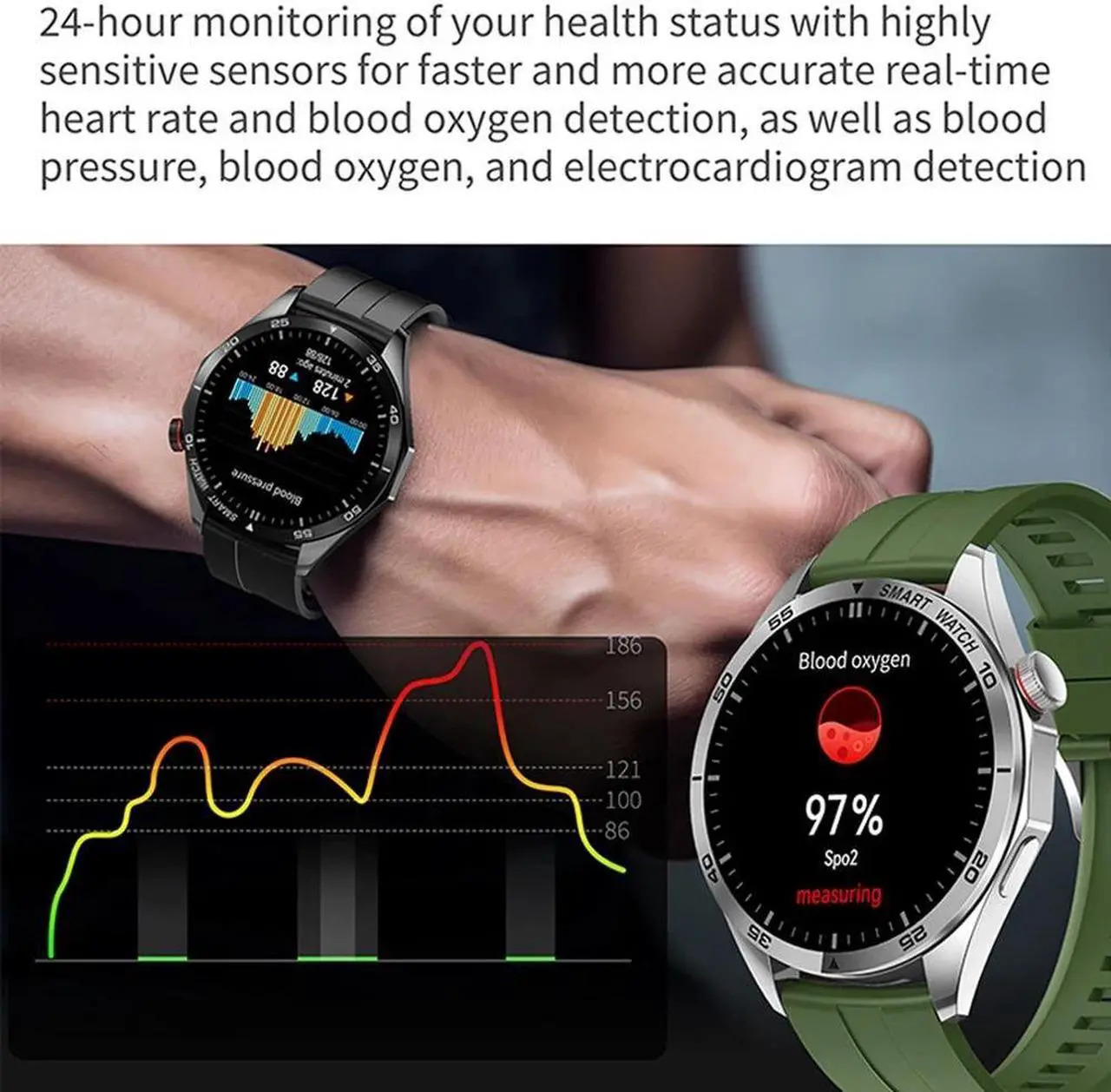 Alt view image 4 of 6 - ECG+PPG Men Bluetooth Call Smart Watch 1.28 Inch 240*240 AMOLED HD Screen Business Watch IP68 Waterproof Smartwatch Man+
