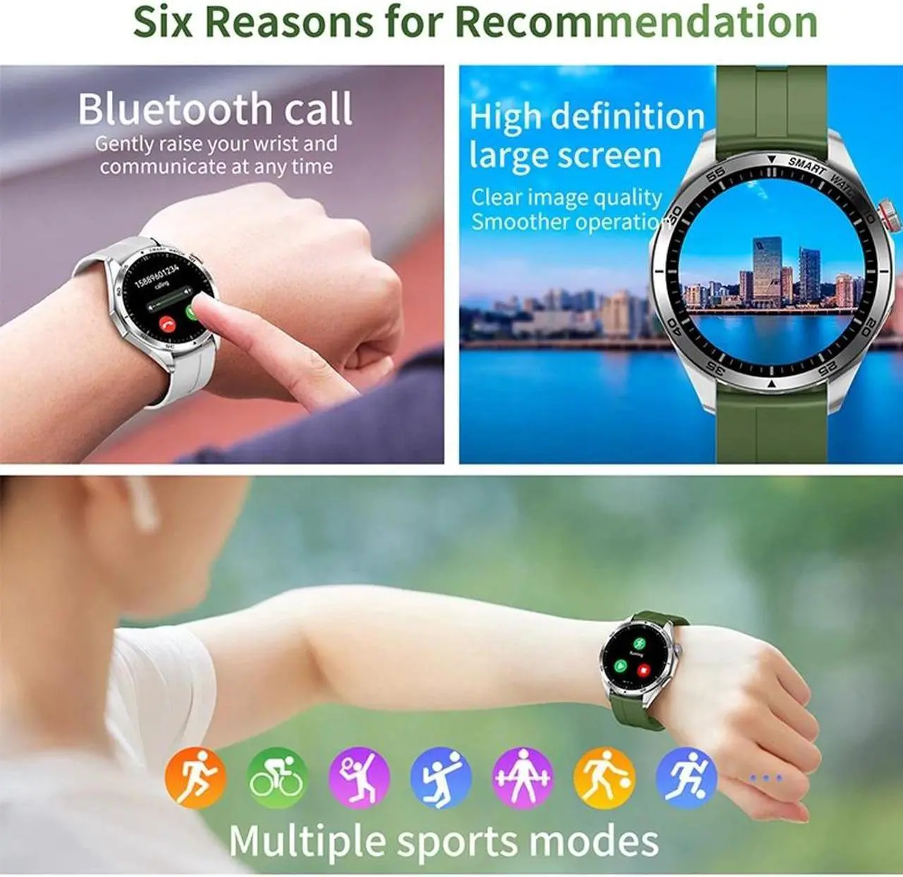 Alt view image 6 of 6 - ECG+PPG Men Bluetooth Call Smart Watch 1.28 Inch 240*240 AMOLED HD Screen Business Watch IP68 Waterproof Smartwatch Man+