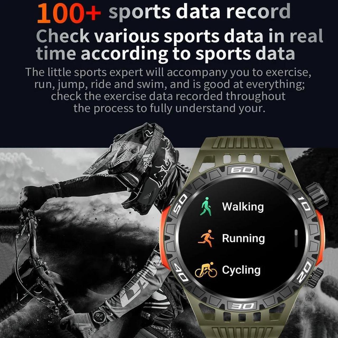 Alt view image 5 of 6 - GPS Tracking Compass Smart Watch Men AMOLED Screen Smart Watch IP68 Waterproof Outdoor Sports Fitness Watch Bluetooth Call Men