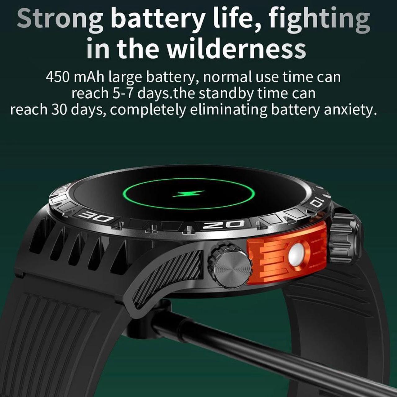 Alt view image 6 of 6 - GPS Tracking Compass Smart Watch Men AMOLED Screen Smart Watch IP68 Waterproof Outdoor Sports Fitness Watch Bluetooth Call Men