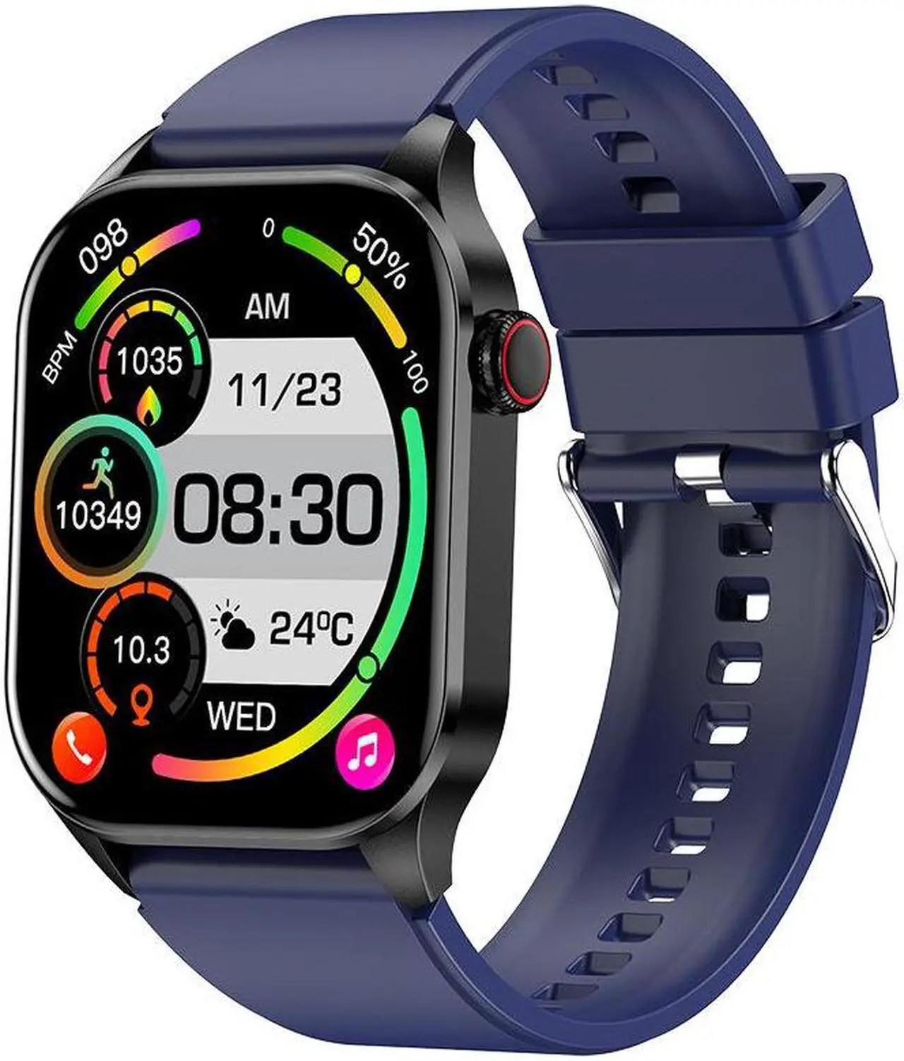 Alt view image 7 of 7 - T98 Smart Watch Bluetooth Call Amolde Blood Glucose Uric Acid Heart Rate Blood Pressure Men's Watch