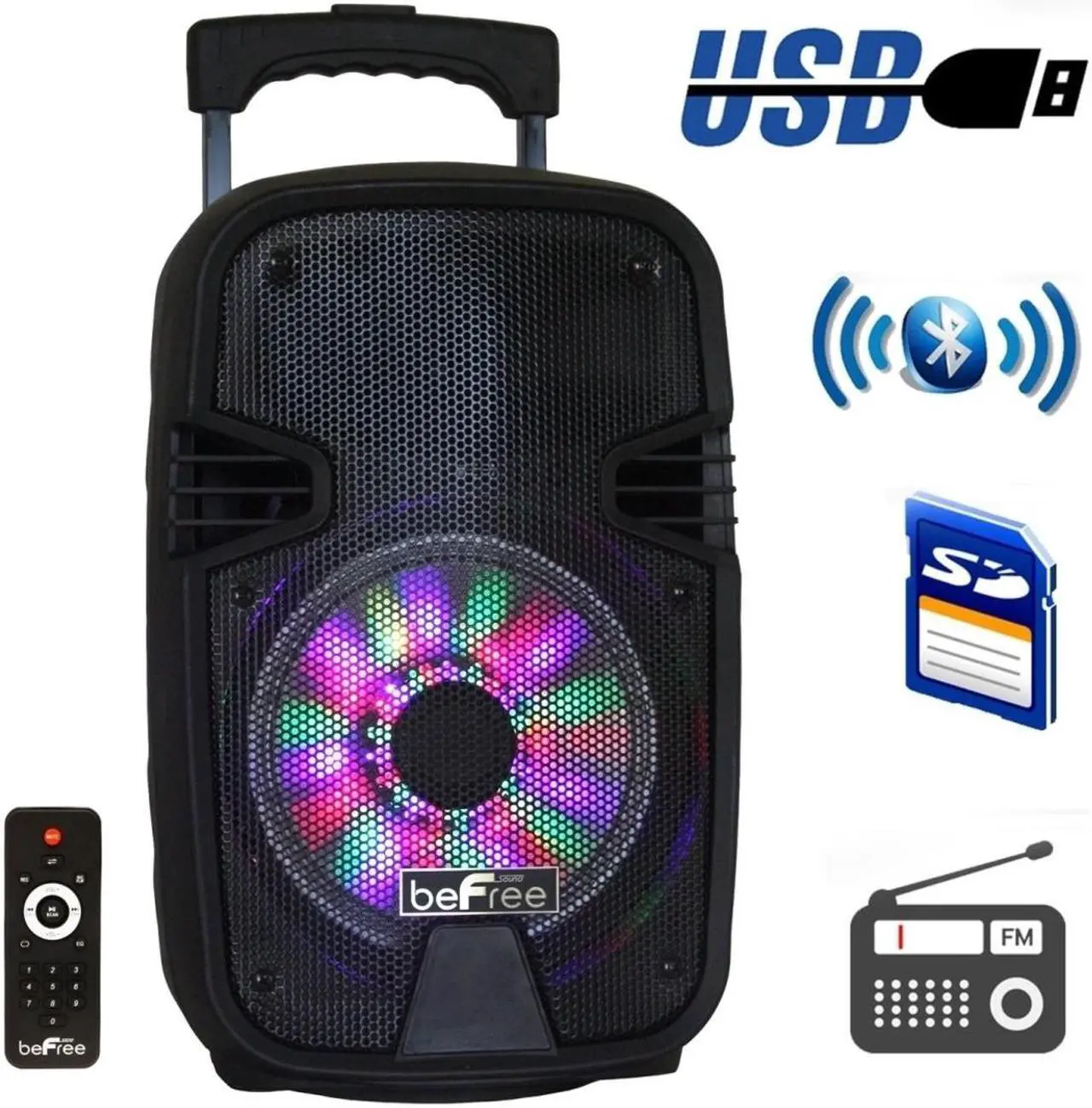 Alt view image 4 of 19 - Befree Sound BFS-3000 8 in. Bluetooth Portable Party Speaker with USB, SD & Reactive Lights