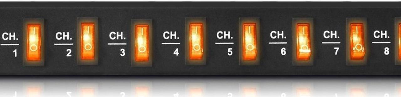 Alt view image 8 of 11 - New Technical Pro Rack Mount Power Strip with 5V USB Charging Port, 9 power switches, Heavy Duty Electric Extension Cords, High Load Power Cord, Max. Load 1800 watts.