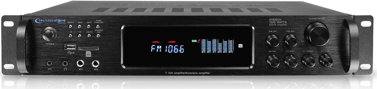 Alt view image 8 of 12 - Technical Pro 15000 Watts Bluetooth Home Stereo Amplifier, Digital Hybrid Multi Channel, Preamp, Tuner with USB, SD Inputs, 2 Mic Inputs, AM/FM digital tuner, Wireless Remote, Bass & Treble Controls