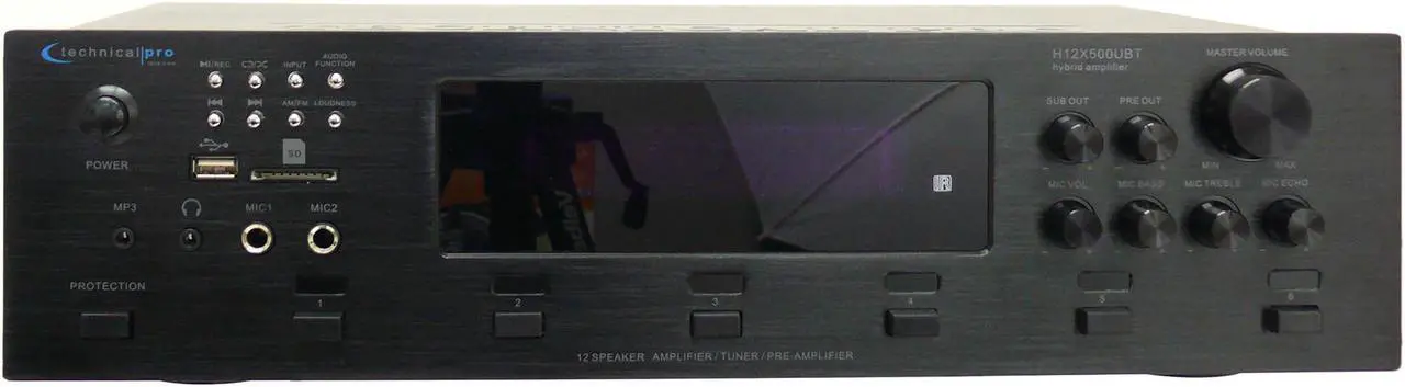 Alt view image 8 of 11 - Technical Pro 6 Zone 6000 Watts Digital Bluetooth Hybrid Amplifier Preamp Tuner w/ Speaker USB and SD Card Output, 2 Mic Inputs, Balance control, Bass and Treble Controls